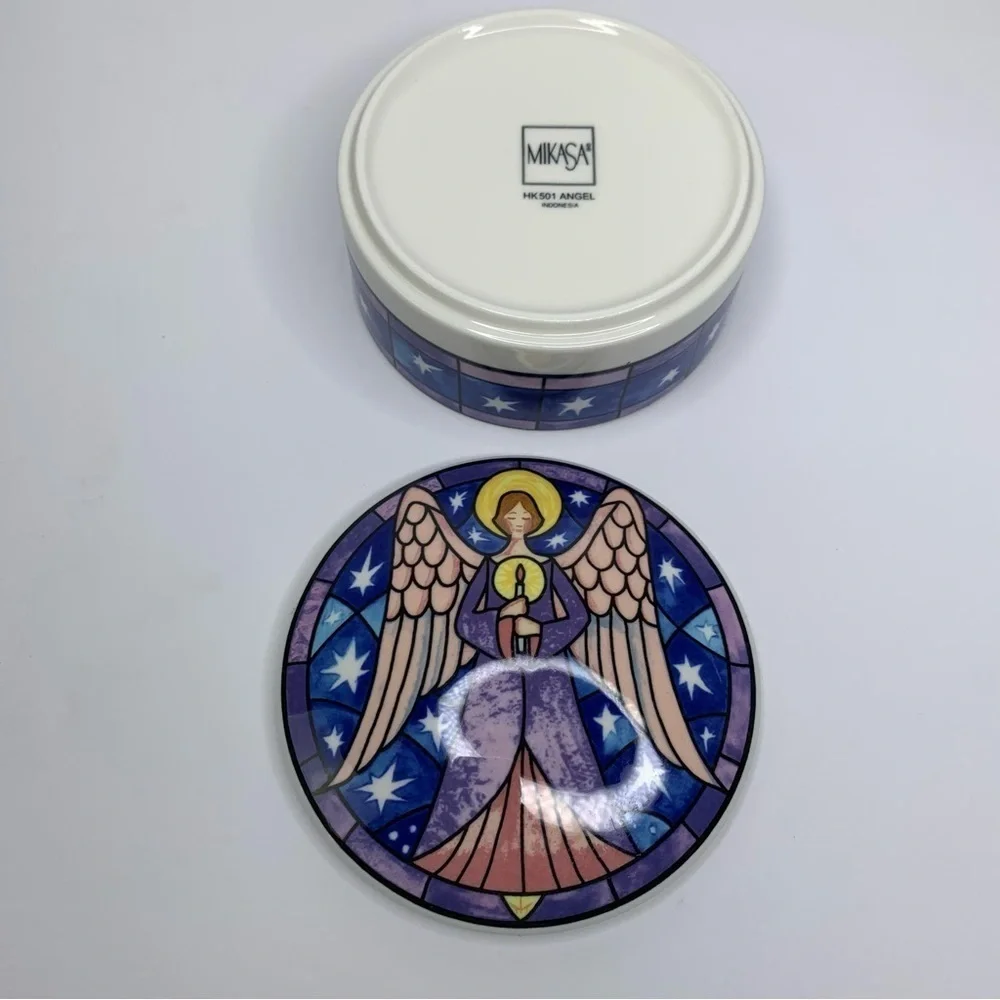 Mikasa Colorful Angel Trinket Box Candy Dish or Jewelry Container New Flawless